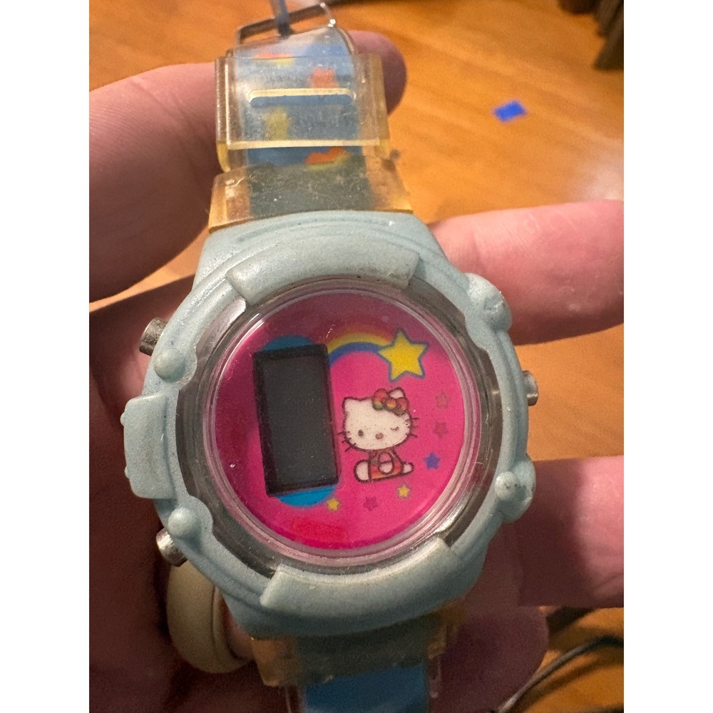 Vintage 2003 Sanrio Hello Kitty Digital Watch Blue Jelly Strap Y2K Accessory - Picture 2 of 5